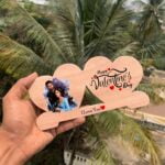 double heart wooden frame